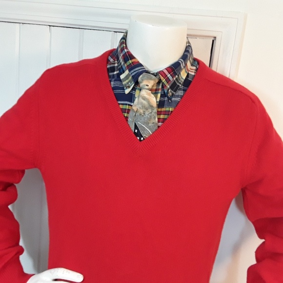 VTG Lord Jeff Scottish Red Cashmere Vneck Sweater - Picture 3 of 8